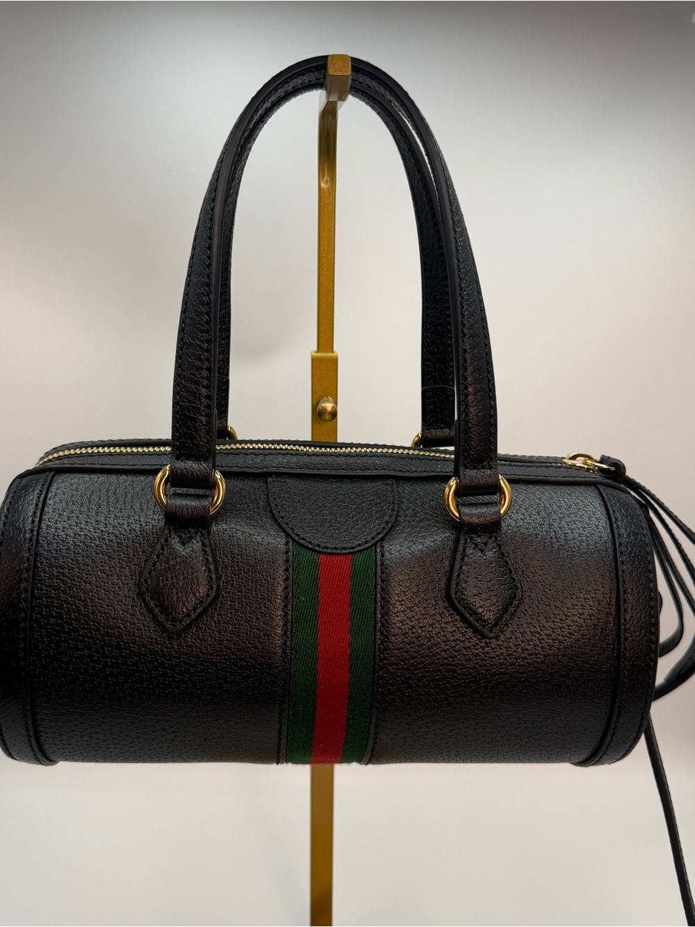 NWT Gucci Black Leather Ophidia Bag with Red & Green Web - Picture 3 of 7